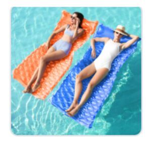 2 Pool Floats Raft Lounge 64"x 32"Swimming Mat Pool Mattress with Headrest New